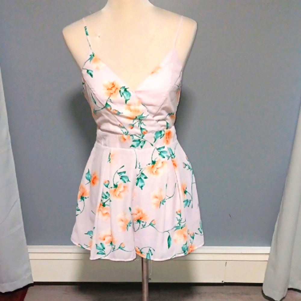 Floral Print Spaghetti Strap Romper